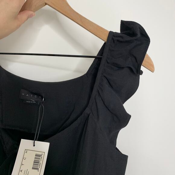 Hatch Collection Jenna Ruffle Button Front Midi Dress Black Maternity New Small - Picture 7 of 16